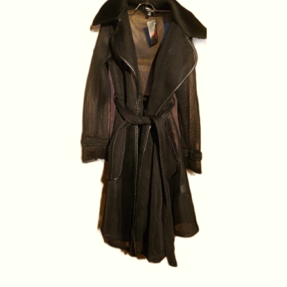 BNWT Unique semi-sheer "fishnet" long dressy jacket,black, siz…